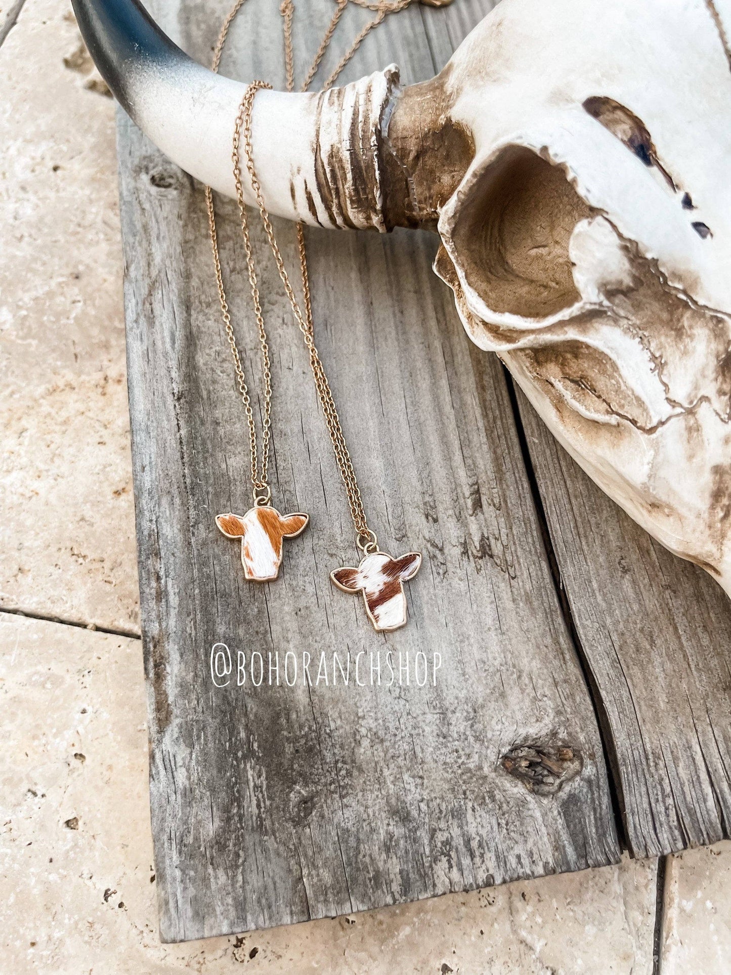 STEER HEAD COWHIDE NECKLACE