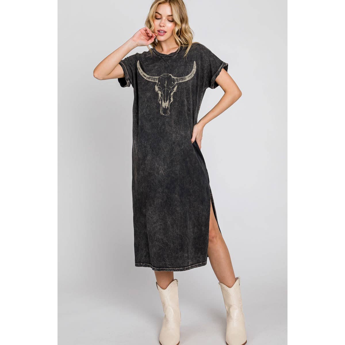 COW SKULL MINERAL GRAPHIC DRESS