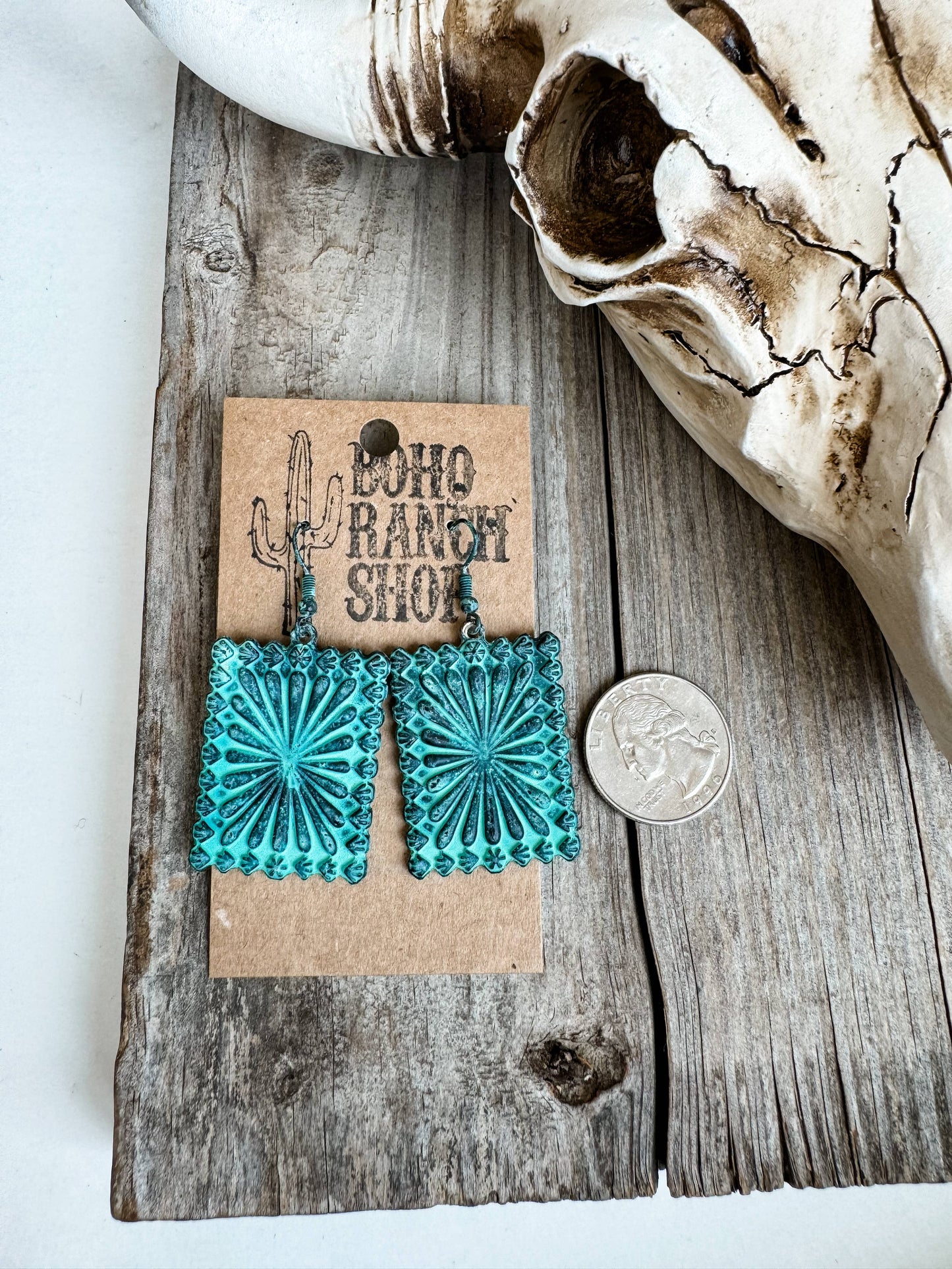 RECTANGLE CONCHO EARRING