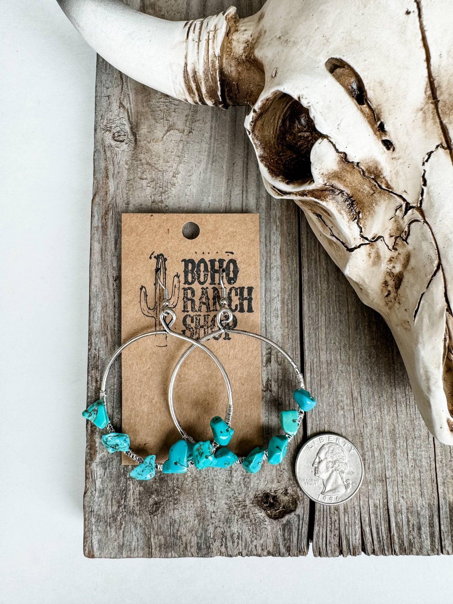 PEAR HOOP STONE EARRINGS