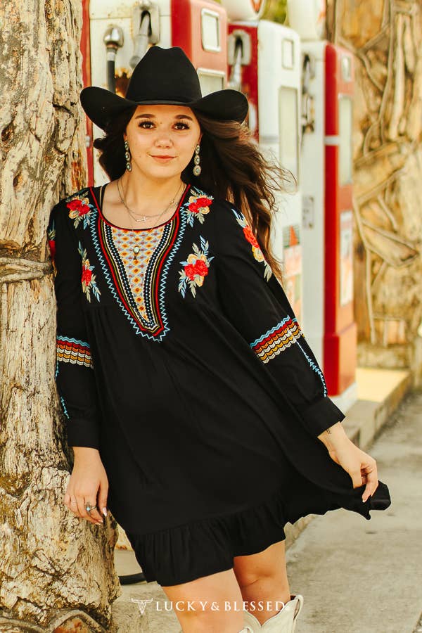 EMBROIDERED LONG SLEEVE DRESS