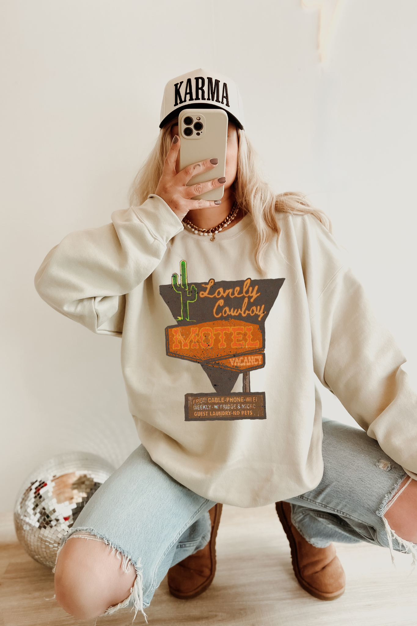 LONELY COWBOY MOTEL CREWNECK