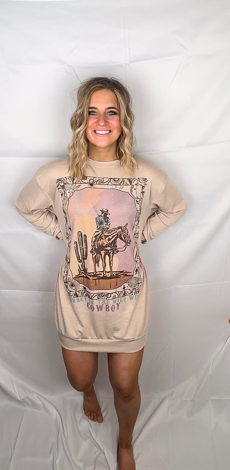 COWBOY GRAPHIC SWEATSHIRT DRESS