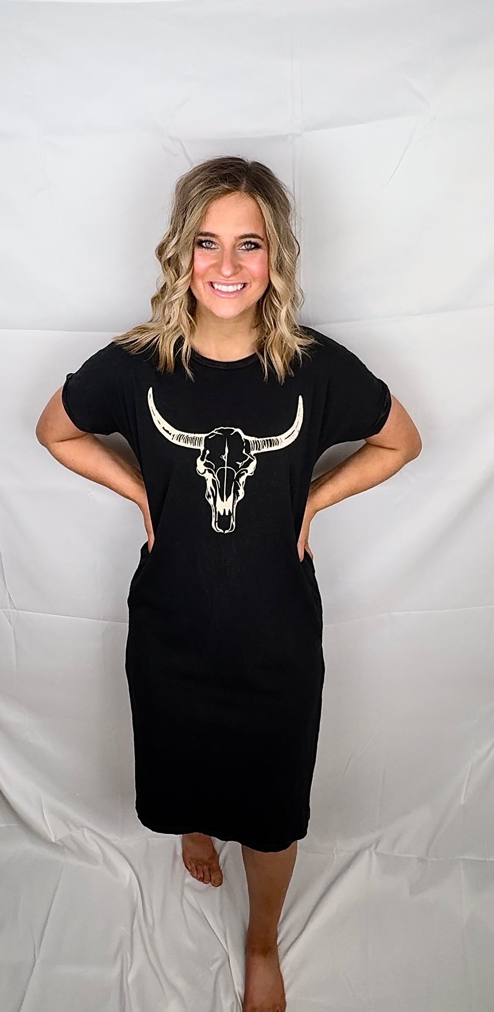 COW SKULL MINERAL GRAPHIC DRESS