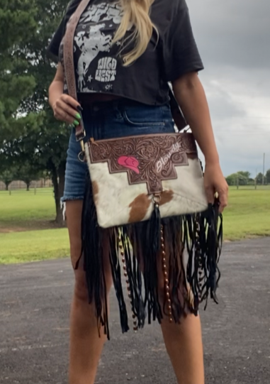 CROSSBODY COWHIDE/PINK