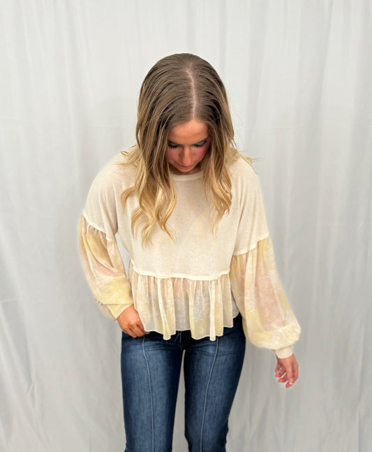 SHEER SLEEVES BLOUSE